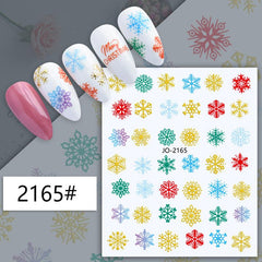 1 Pcs Colorful Snowflake Elk Christmas Nail Art Sticker Nail Decals