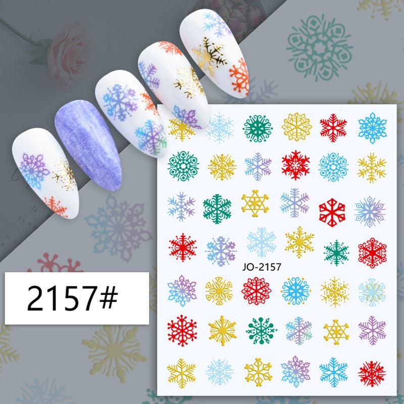 1 Pcs Colorful Snowflake Elk Christmas Nail Art Sticker Nail Decals