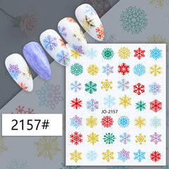 1 Pcs Colorful Snowflake Elk Christmas Nail Art Sticker Nail Decals