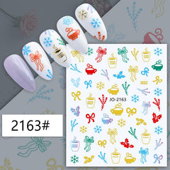 1 Pcs Colorful Snowflake Elk Christmas Nail Art Sticker Nail Decals