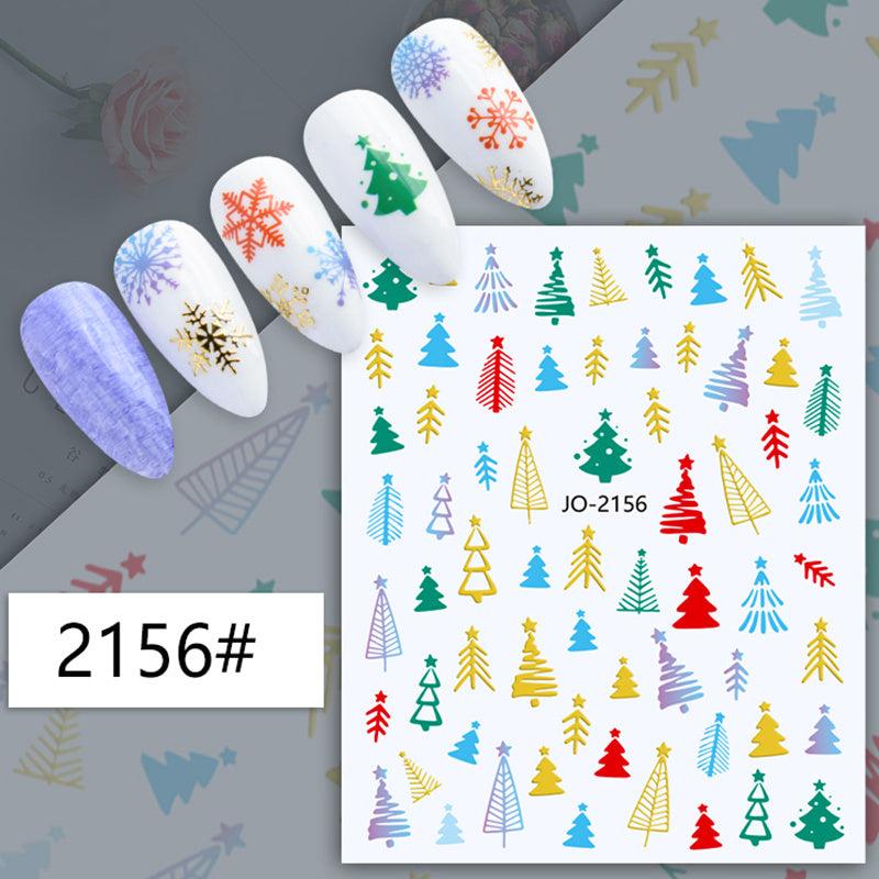 1 Pcs Colorful Snowflake Elk Christmas Nail Art Sticker Nail Decals