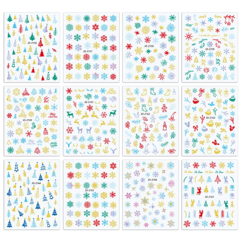 1 Pcs Colorful Snowflake Elk Christmas Nail Art Sticker Nail Decals