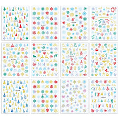 1 Pcs Colorful Snowflake Elk Christmas Nail Art Sticker Nail Decals