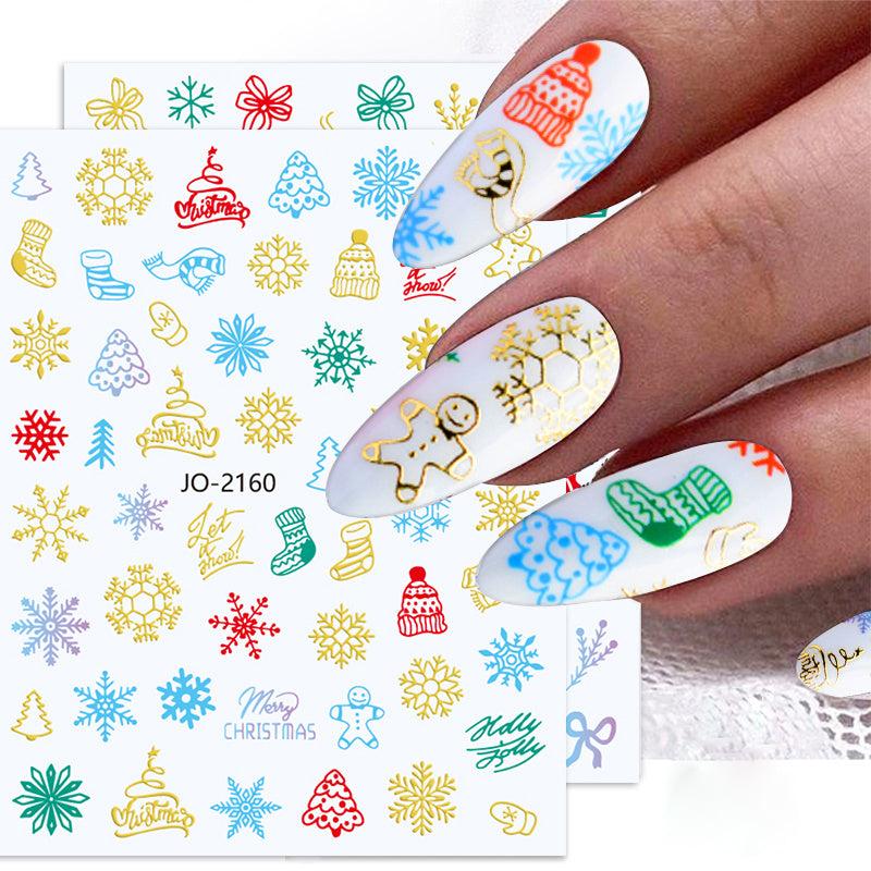 1 Pcs Colorful Snowflake Elk Christmas Nail Art Sticker Nail Decals