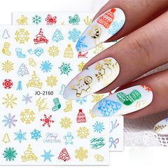 1 Pcs Colorful Snowflake Elk Christmas Nail Art Sticker Nail Decals