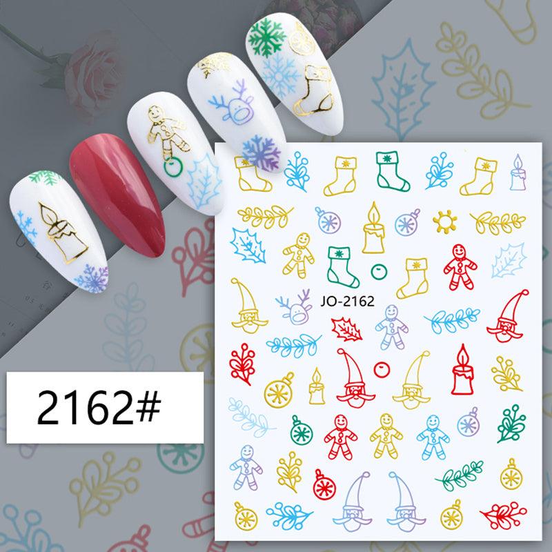 1 Pcs Colorful Snowflake Elk Christmas Nail Art Sticker Nail Decals