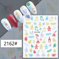1 Pcs Colorful Snowflake Elk Christmas Nail Art Sticker Nail Decals