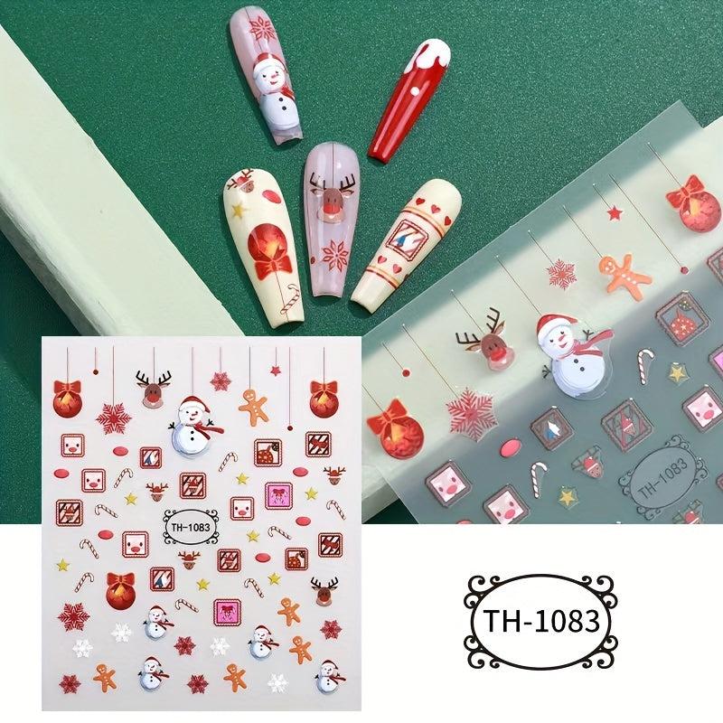 Christmas Nail Art Stickers Snowflake Elk Christmas Tree Nail Art Decals
