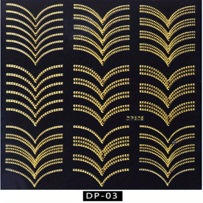 Golden Rivet Metal Adhesive Nail Decals Retro Studs Nail Art Decorations