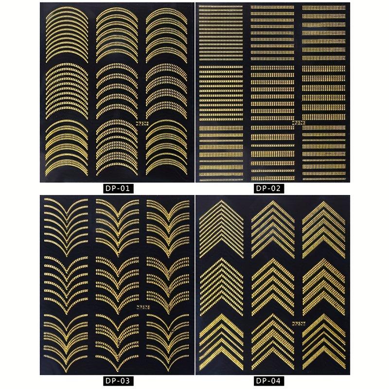 Golden Rivet Metal Adhesive Nail Decals Retro Studs Nail Art Decorations