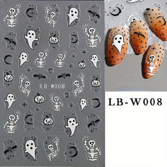 Halloween Nail Art Stickers Bat Spider Pumpkin Ghost DIY Nail Decals