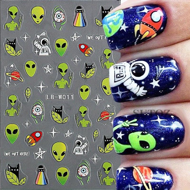 Halloween Nail Art Stickers Bat Spider Pumpkin Ghost DIY Nail Decals