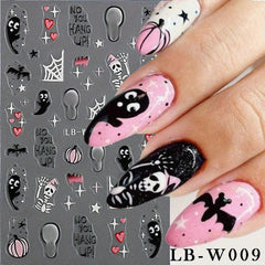 Halloween Nail Art Stickers Bat Spider Pumpkin Ghost DIY Nail Decals