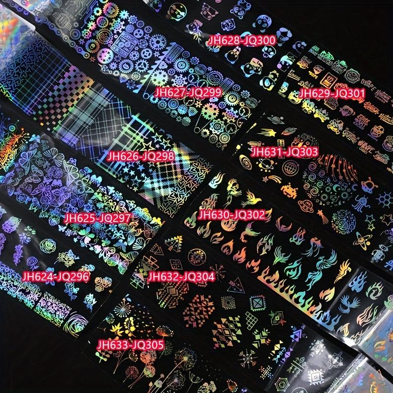 Y2K 1 Bottle 4 Laser Nail Foils for Nail Art DIY Decoration
