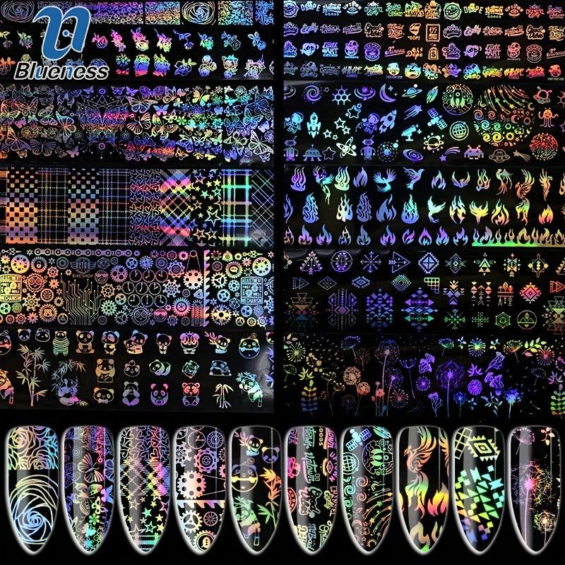 Y2K 1 Bottle 4 Laser Nail Foils for Nail Art DIY Decoration