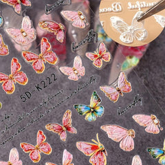 5D Butterfly Nail Art Stickers Self-Adhesive - Colorful Decals for DIY or Salon