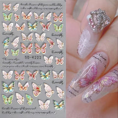 5D Butterfly Nail Art Stickers Self-Adhesive - Colorful Decals for DIY or Salon