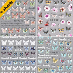 5D Butterfly Nail Art Stickers Self-Adhesive - Colorful Decals for DIY or Salon