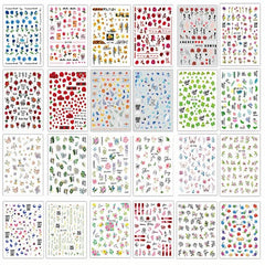 24pcs Flower Snake Nail Art Stickers Self Adhesive Decals Summer Floral Design
