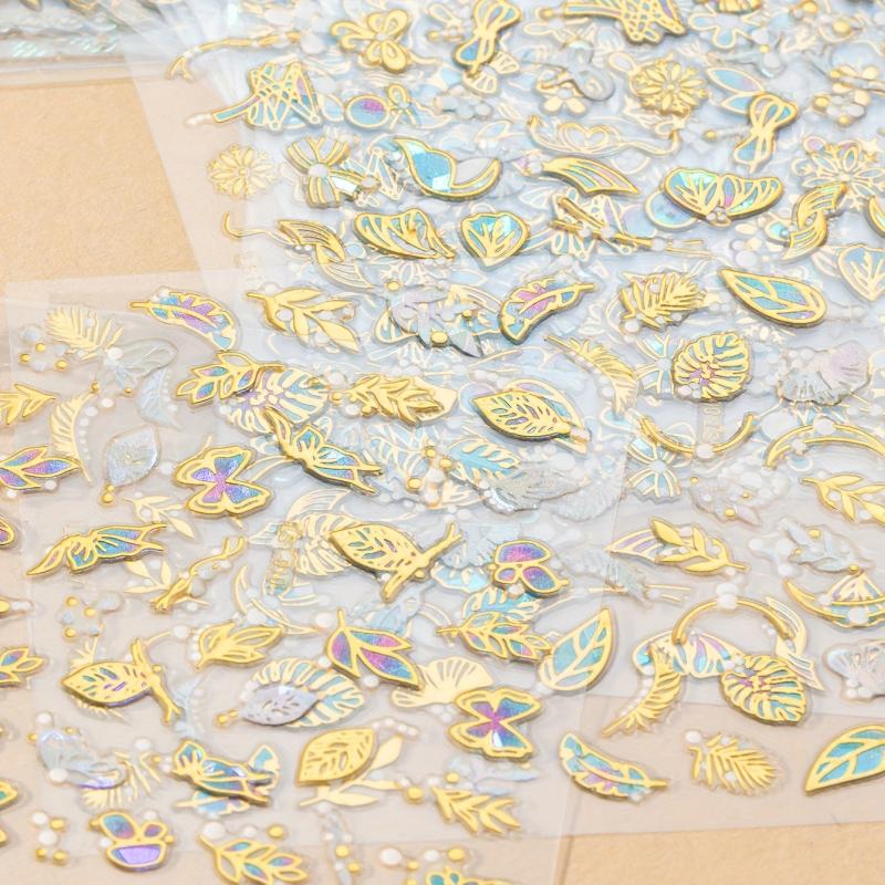20 Sheets 5D Nail Art Stickers Self Adhesive Butterfly Heart Leaf Decals