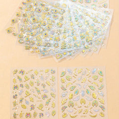 20 Sheets 5D Nail Art Stickers Self Adhesive Butterfly Heart Leaf Decals