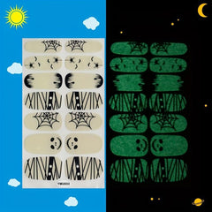 Luminous Halloween Nail Polish Stickers Spider Ghost Web Gel Nail Decals