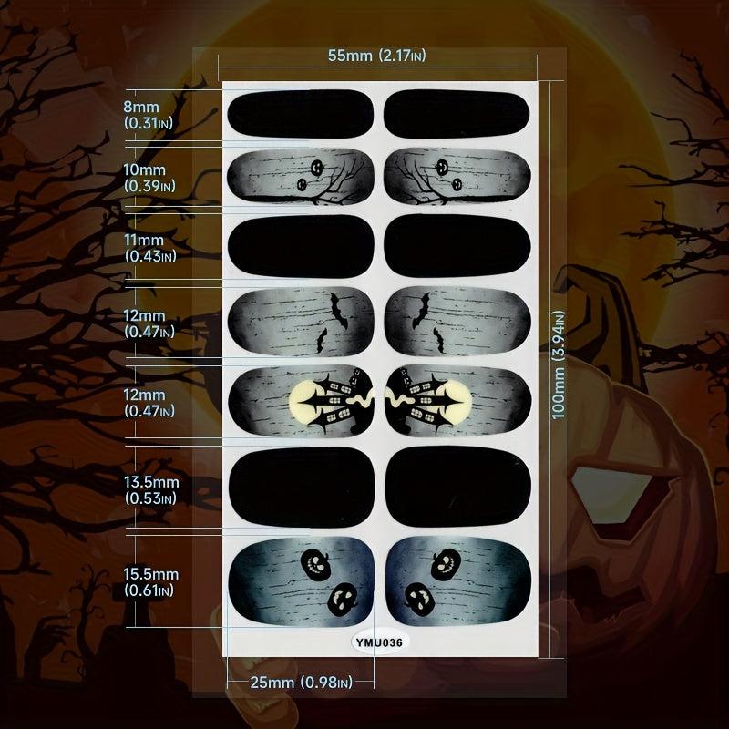 Luminous Halloween Nail Polish Stickers Spider Ghost Web Gel Nail Decals