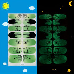 Luminous Halloween Nail Polish Stickers Spider Ghost Web Gel Nail Decals
