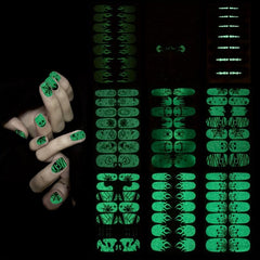 Luminous Halloween Nail Polish Stickers Spider Ghost Web Gel Nail Decals