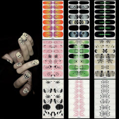 Luminous Halloween Nail Polish Stickers Spider Ghost Web Gel Nail Decals