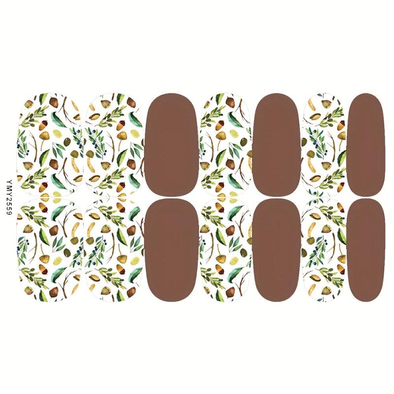 12 Fall Nail Wraps Stickers Maple Leaf Flower Decals DIY Thanksgiving Decor