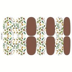 12 Fall Nail Wraps Stickers Maple Leaf Flower Decals DIY Thanksgiving Decor