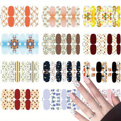 12 Fall Nail Wraps Stickers Maple Leaf Flower Decals DIY Thanksgiving Decor
