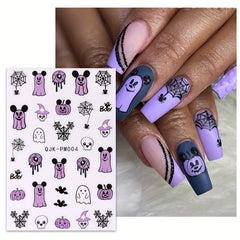 Halloween Nail Art Stickers Skull Ghost Pumpkin Spider Web Bat Decals