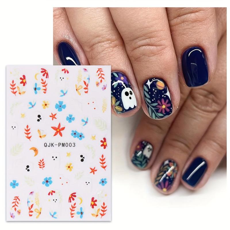 Halloween Nail Art Stickers Skull Ghost Pumpkin Spider Web Bat Decals