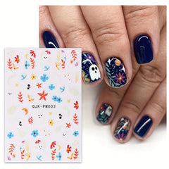 Halloween Nail Art Stickers Skull Ghost Pumpkin Spider Web Bat Decals