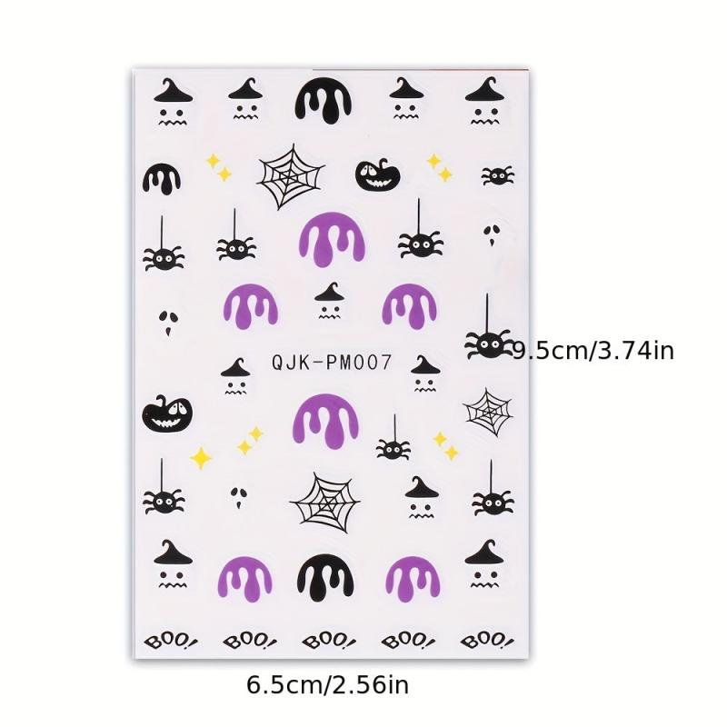 Halloween Nail Art Stickers Skull Ghost Pumpkin Spider Web Bat Decals