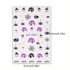 Halloween Nail Art Stickers Skull Ghost Pumpkin Spider Web Bat Decals
