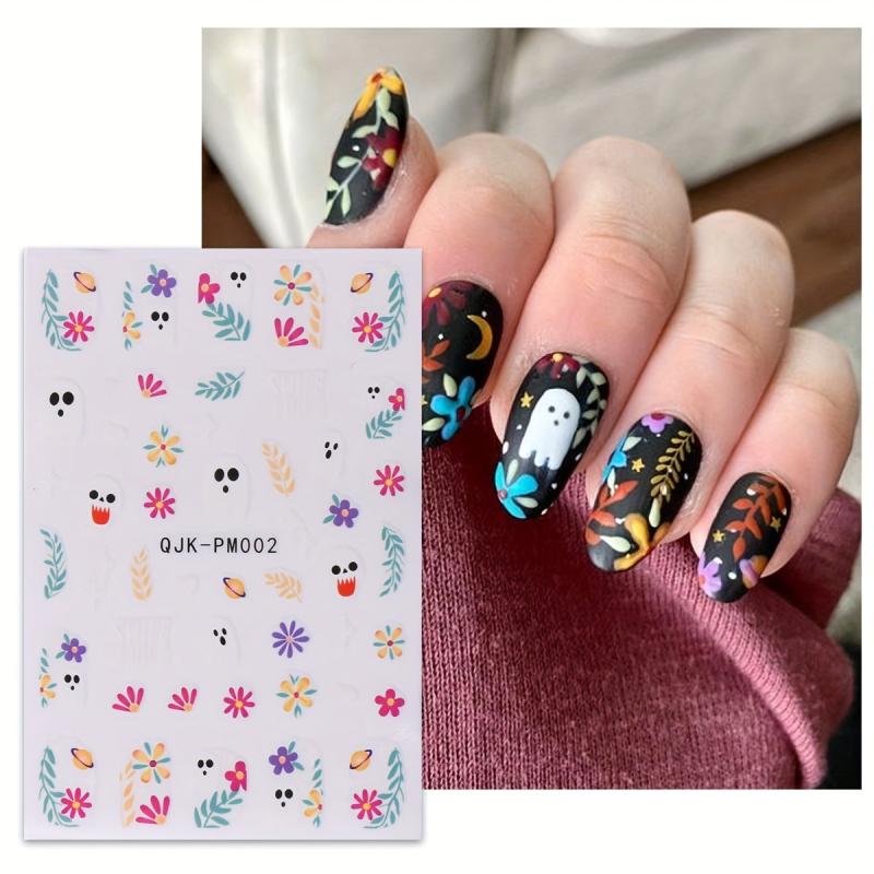 Halloween Nail Art Stickers Skull Ghost Pumpkin Spider Web Bat Decals