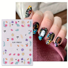 Halloween Nail Art Stickers Skull Ghost Pumpkin Spider Web Bat Decals