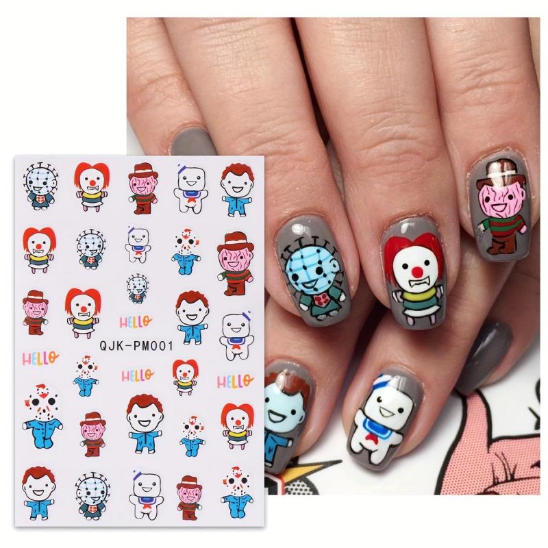 Halloween Nail Art Stickers Skull Ghost Pumpkin Spider Web Bat Decals