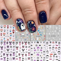 Halloween Nail Art Stickers Skull Ghost Pumpkin Spider Web Bat Decals