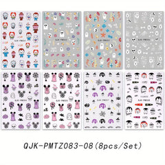 Halloween Nail Art Stickers Skull Ghost Pumpkin Spider Web Bat Decals