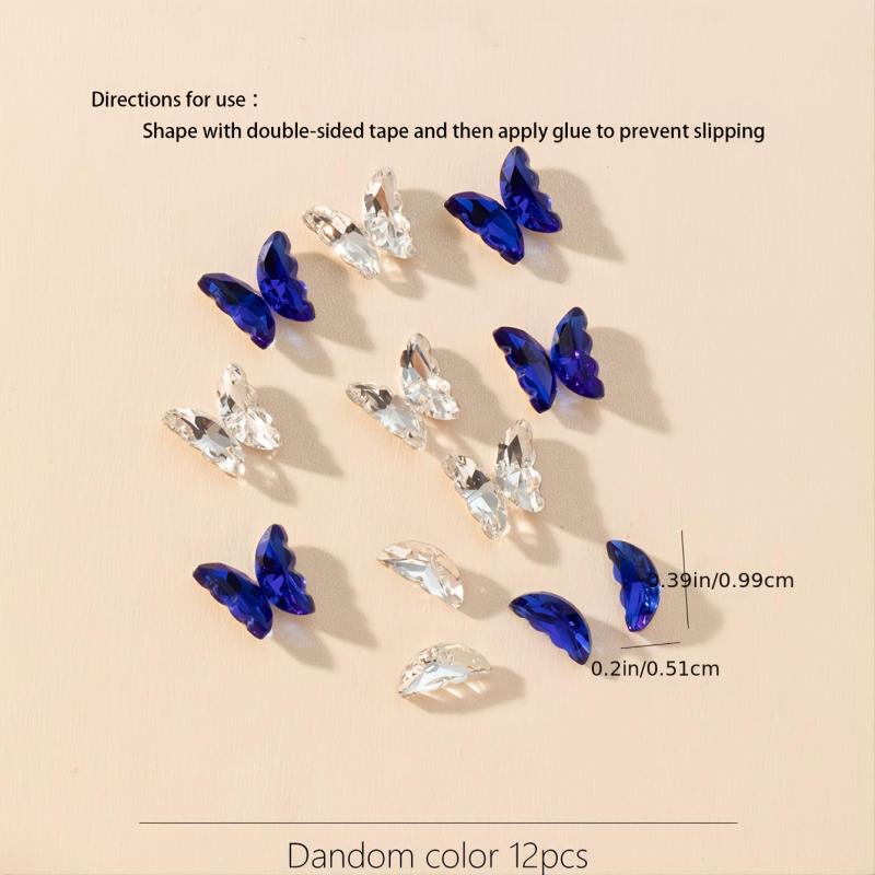 20 Pcs 3D Butterfly Manicure Rhinestones DIY Nail Art Accessories