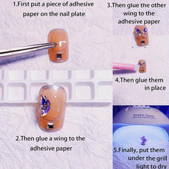 20 Pcs 3D Butterfly Manicure Rhinestones DIY Nail Art Accessories