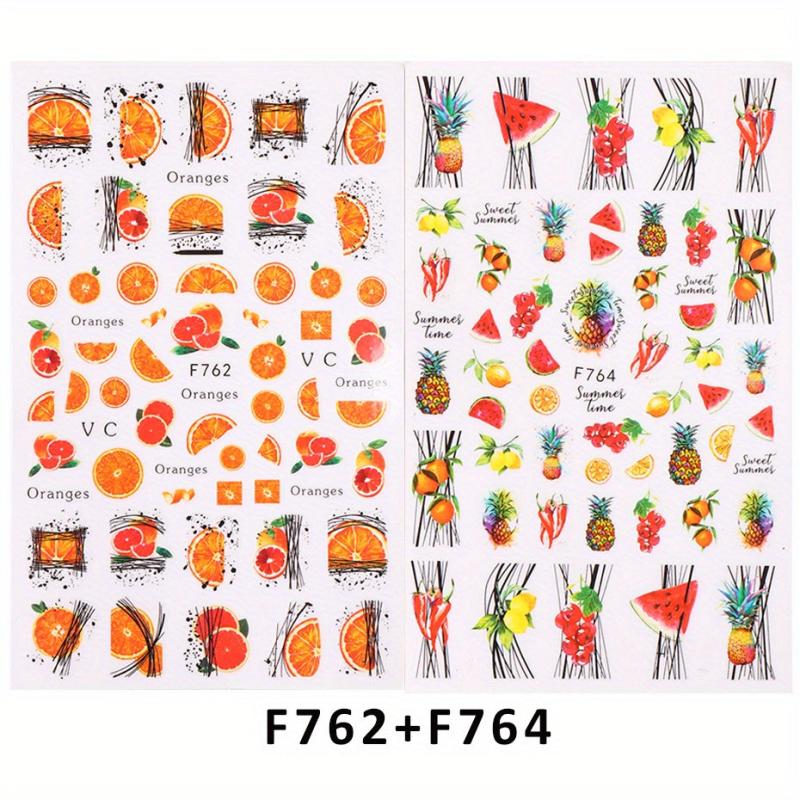 3D Fruit Nail Stickers Cherry Strawberry Lemon Peach Self Adhesive Sliders