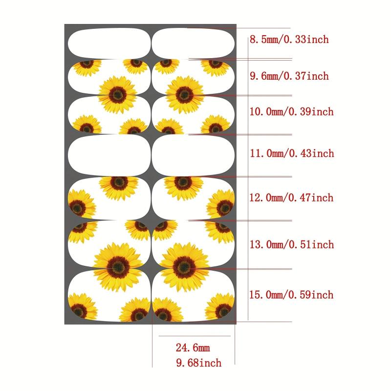 Sunflower Nail Polish Stickers Nail Strips Art Decals for Women Girls