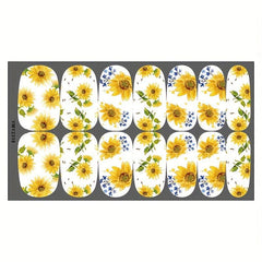 Sunflower Nail Polish Stickers Nail Strips Art Decals for Women Girls