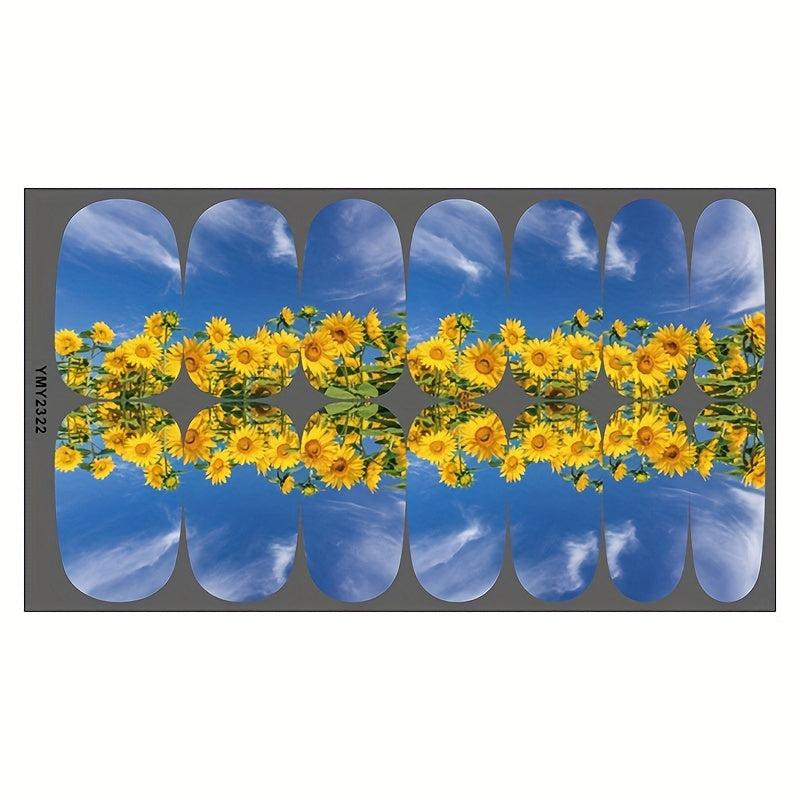 Sunflower Nail Polish Stickers Nail Strips Art Decals for Women Girls