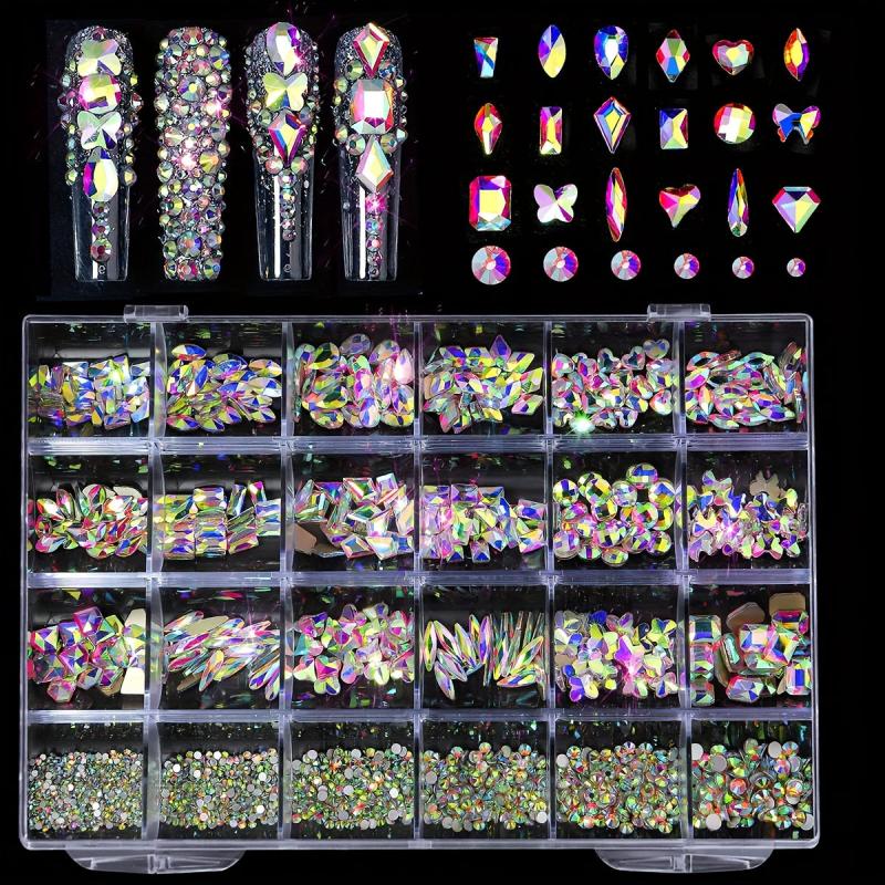 Crystal AB Glass Nail Art Rhinestones Set for Nails and Crafts